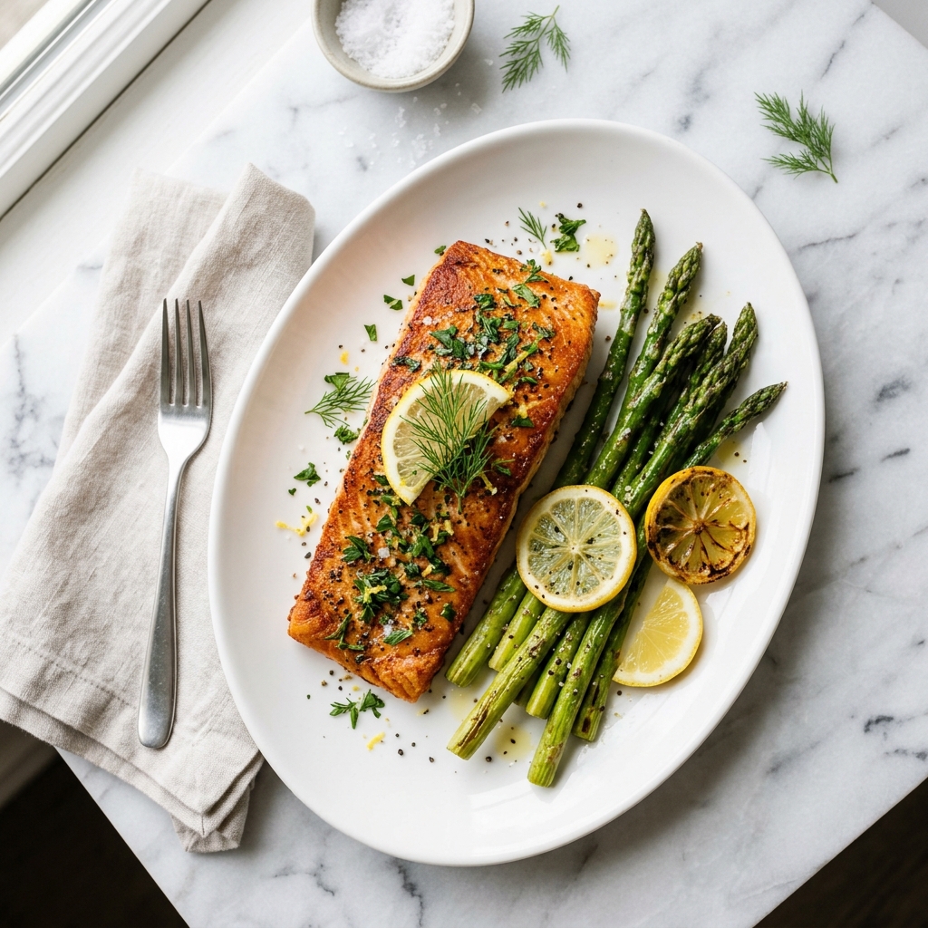 Airfryer Lemon Salmon with Asparagus