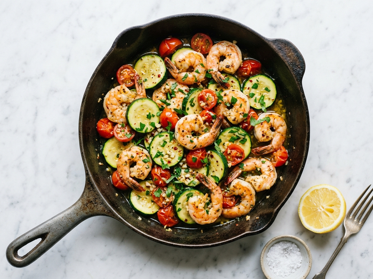 Garlic Prawn & Zucchini One-Pan